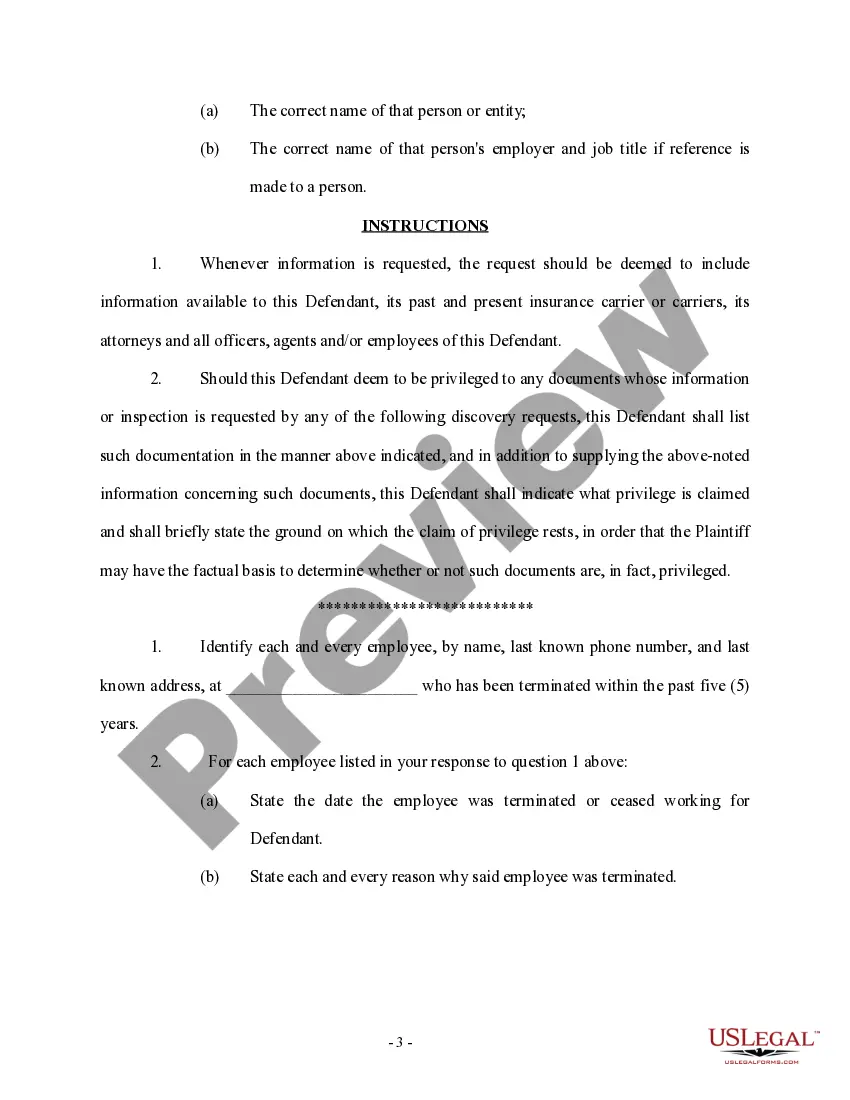 Get Interrogatories to Defendant - Worker's Compensation - Wrongful Termination Preview Interrogatories to Defendant - Worker's Compensation - Wrongful Termination