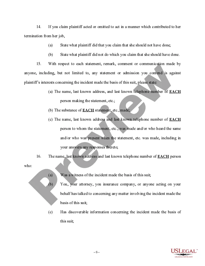Get Interrogatories to Defendant - Worker's Compensation - Wrongful Termination Preview Interrogatories to Defendant - Worker's Compensation - Wrongful Termination