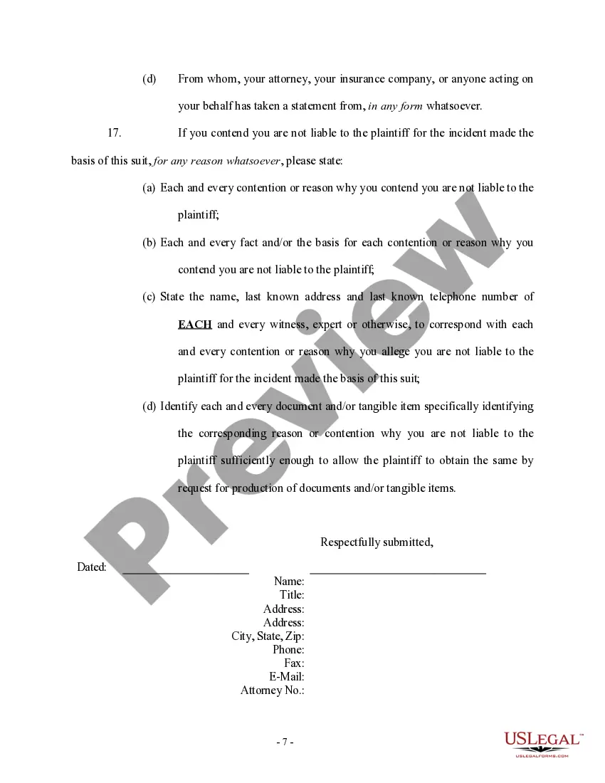 Get Interrogatories to Defendant - Worker's Compensation - Wrongful Termination Preview Interrogatories to Defendant - Worker's Compensation - Wrongful Termination