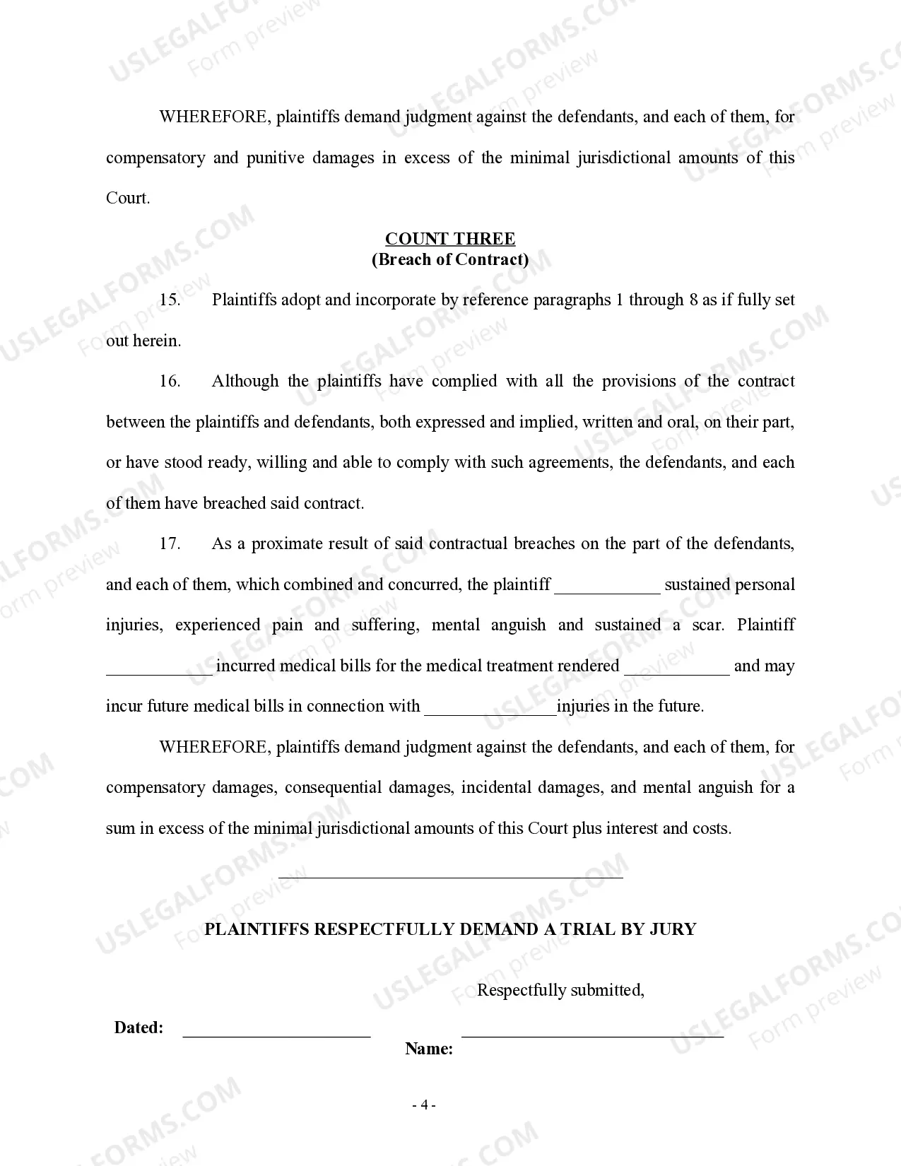 Preview Complaint regarding Injury to Child at Day Care
