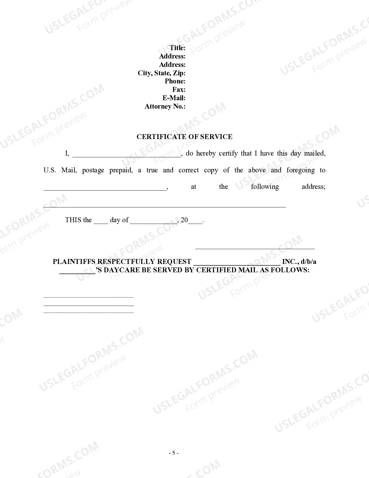 Preview Complaint regarding Injury to Child at Day Care
