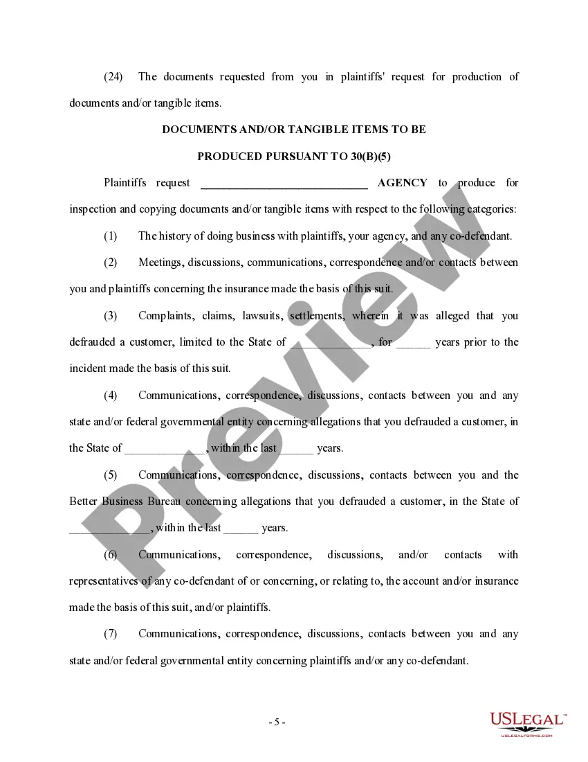 Get Notice of 30(b)(6) Deposition of Defendant and 30(b)(5) Request for Production of Documents and or Things - Discovery Preview Notice of 30(b)(6) Deposition of Defendant and 30(b)(5) Request for Production of Documents and or Things - Discovery
