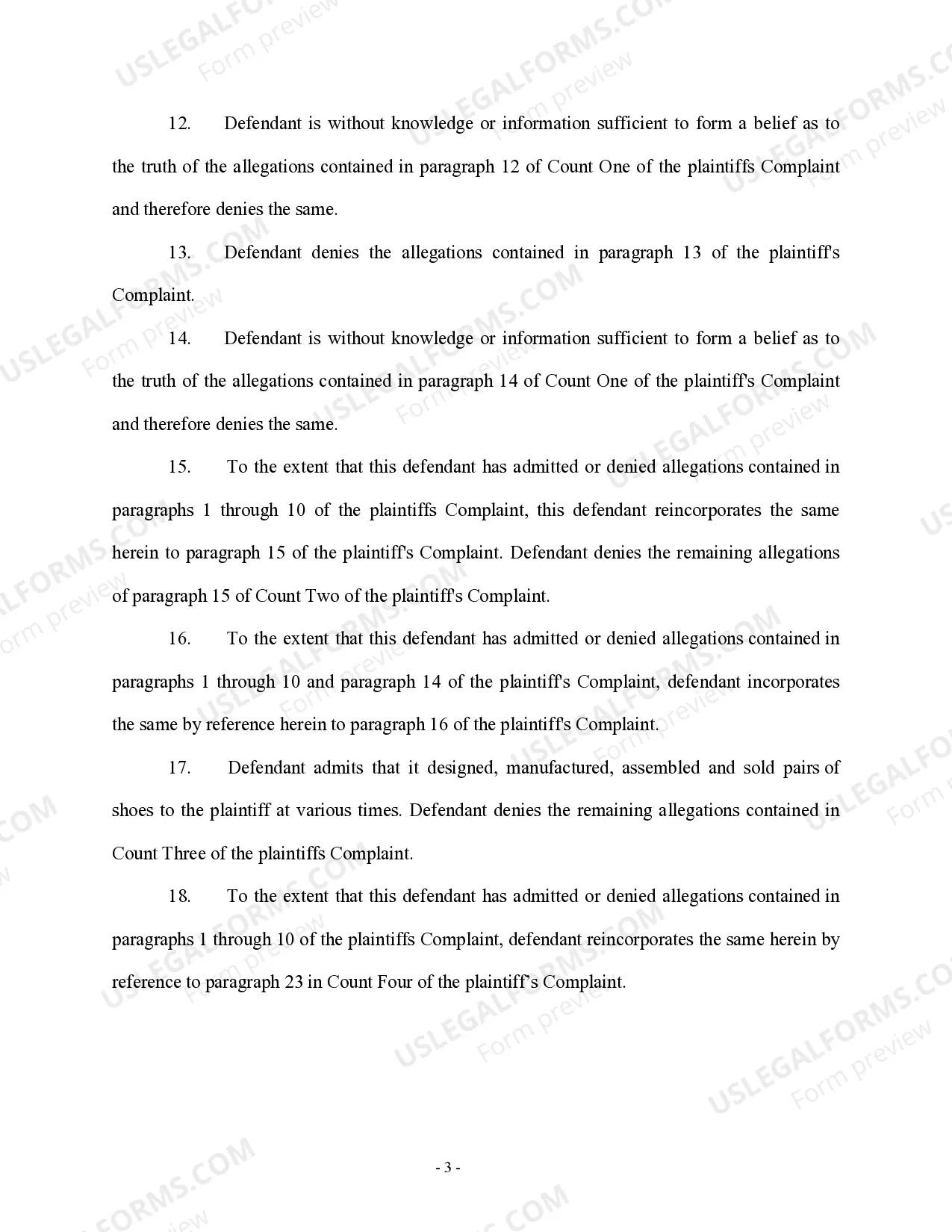 Preview Answer - Personal Injury - Pharmaceutical - Multiple Defendants