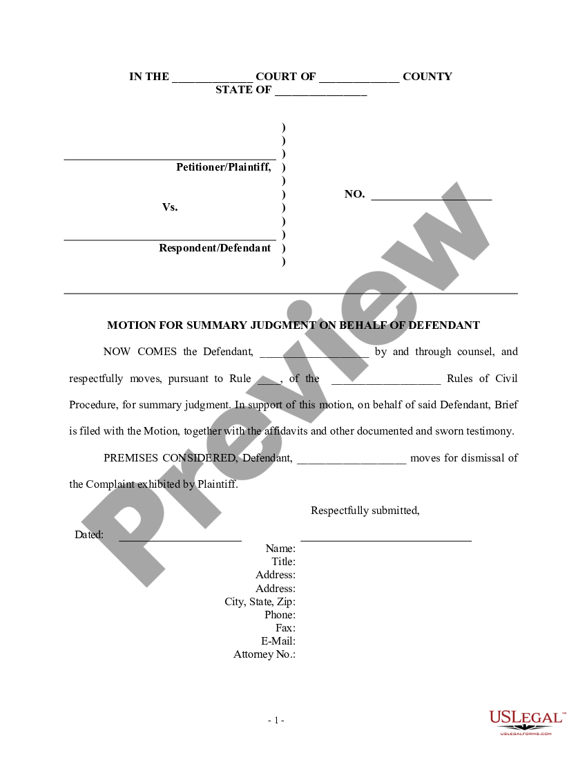 Motion For Summary Judgment Template - prntbl.concejomunicipaldechinu ...