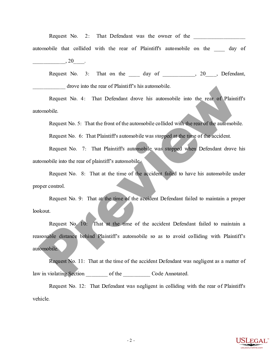 page 1 First Set Of Requests For Admissions Propounded By Plaintiff to Defendant preview