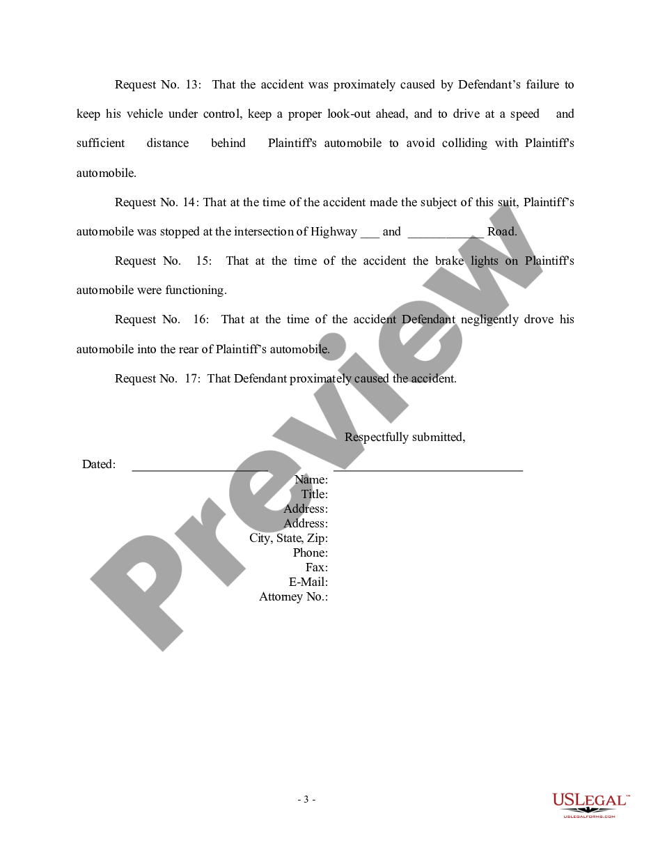page 2 First Set Of Requests For Admissions Propounded By Plaintiff to Defendant preview