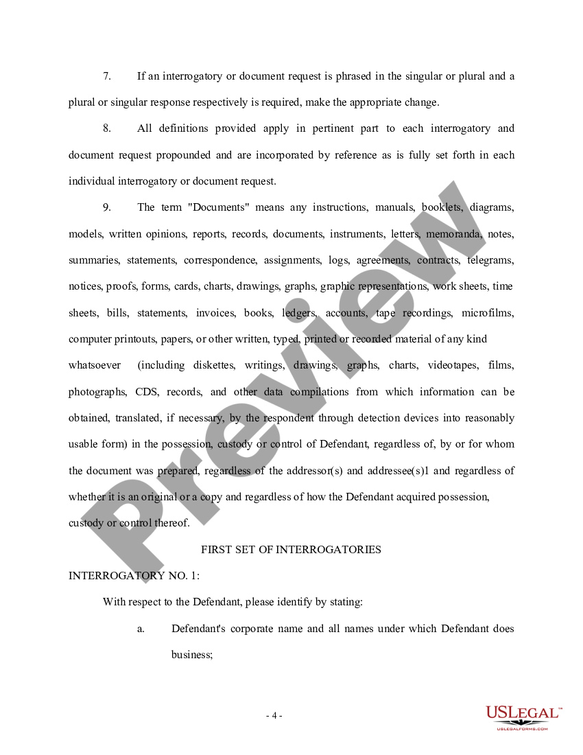 page 3 Plaintiff's First Set of Interrogatories and Requests for Production of Documents to Defendant preview
