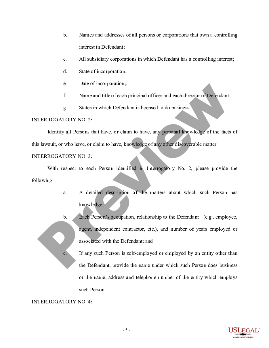 page 4 Plaintiff's First Set of Interrogatories and Requests for Production of Documents to Defendant preview