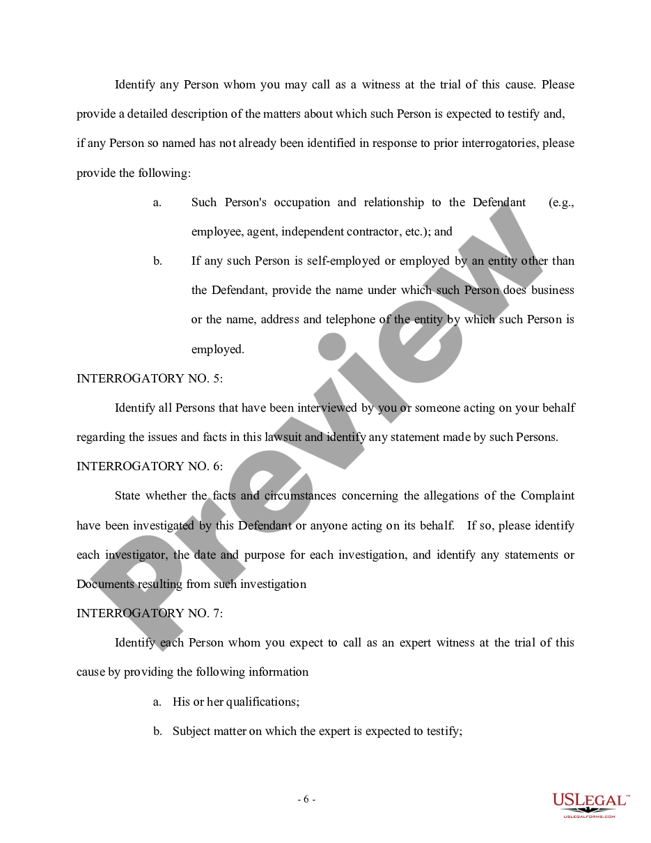 page 5 Plaintiff's First Set of Interrogatories and Requests for Production of Documents to Defendant preview