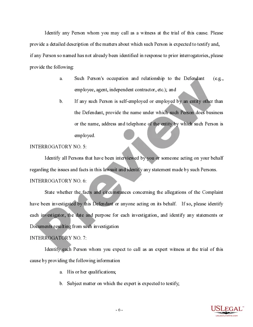 Get Plaintiff's First Set of Interrogatories and Requests for Production of Documents to Defendant Preview Plaintiff's First Set of Interrogatories and Requests for Production of Documents to Defendant