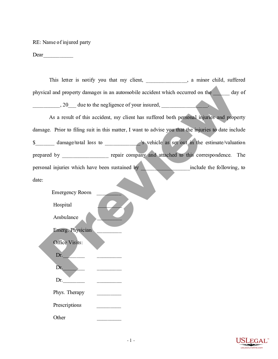 page 0 Letter regarding Notice and Settlement Offer - Personal Injury preview