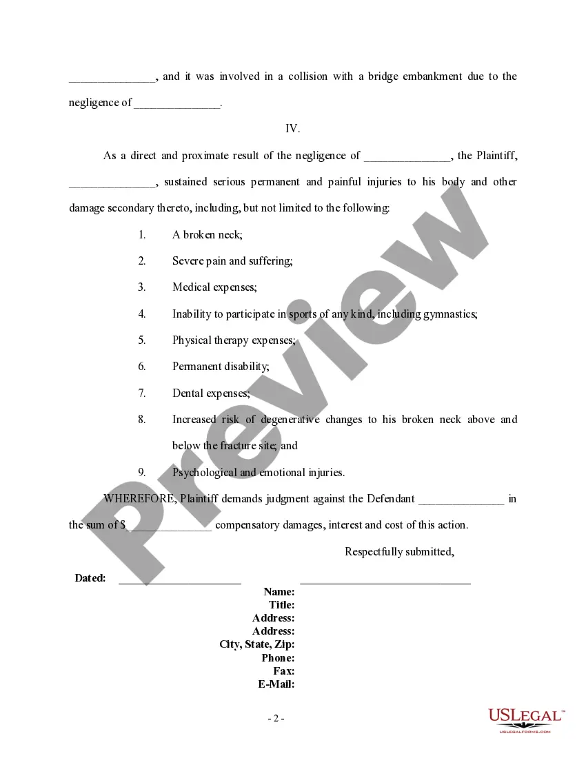 Get Complaint regarding Auto Accident (Guest Passenger vs Driver) Preview Complaint regarding Auto Accident (Guest Passenger vs Driver)