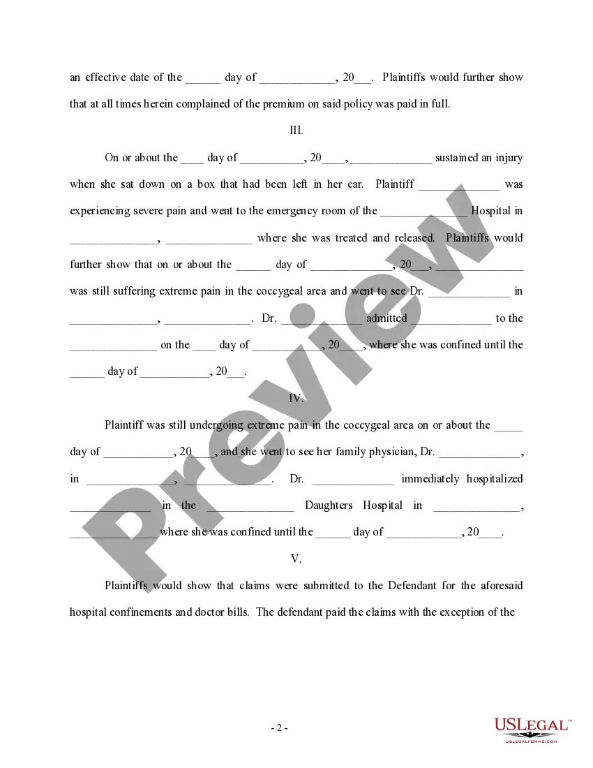 Get Complaint regarding Insurer's Failure to Pay Claim Preview Complaint regarding Insurer's Failure to Pay Claim