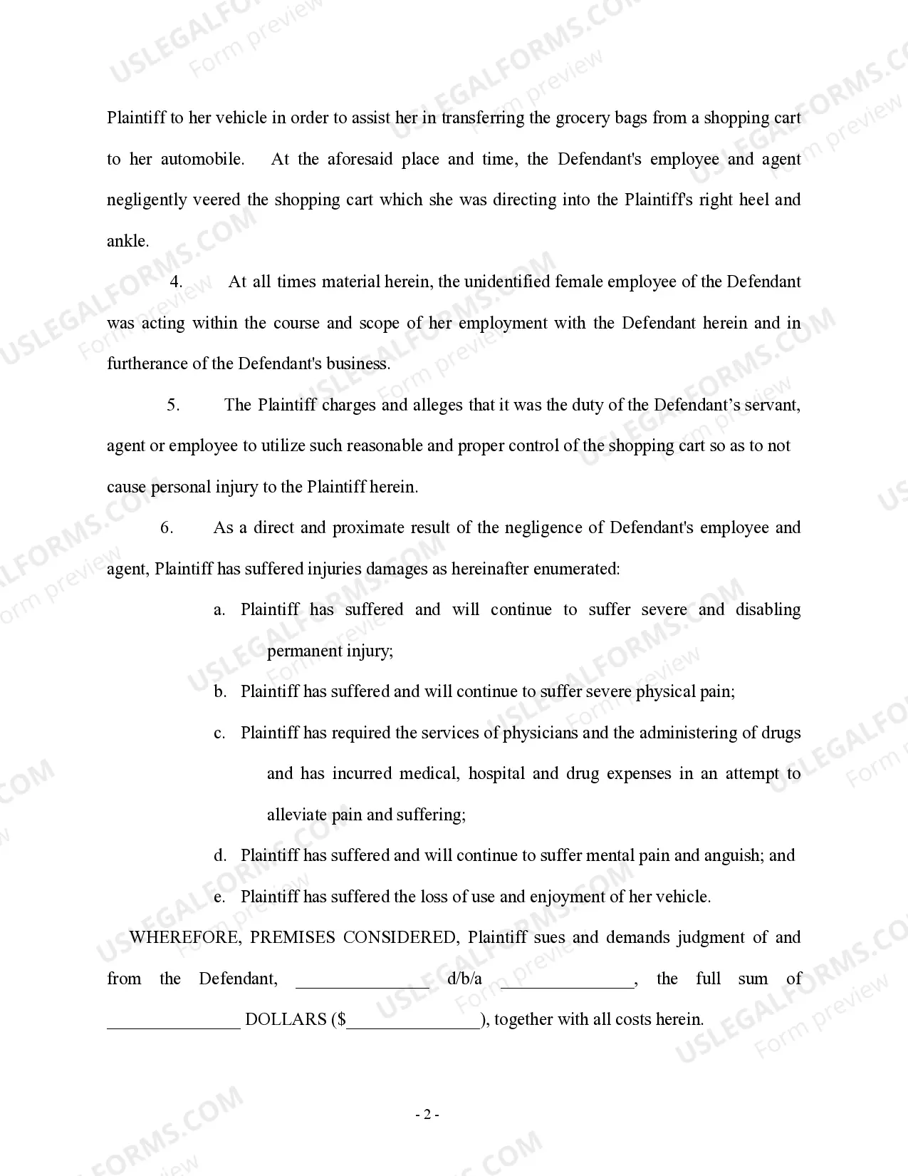 Preview Amended Complaint - Shopping Cart Injury