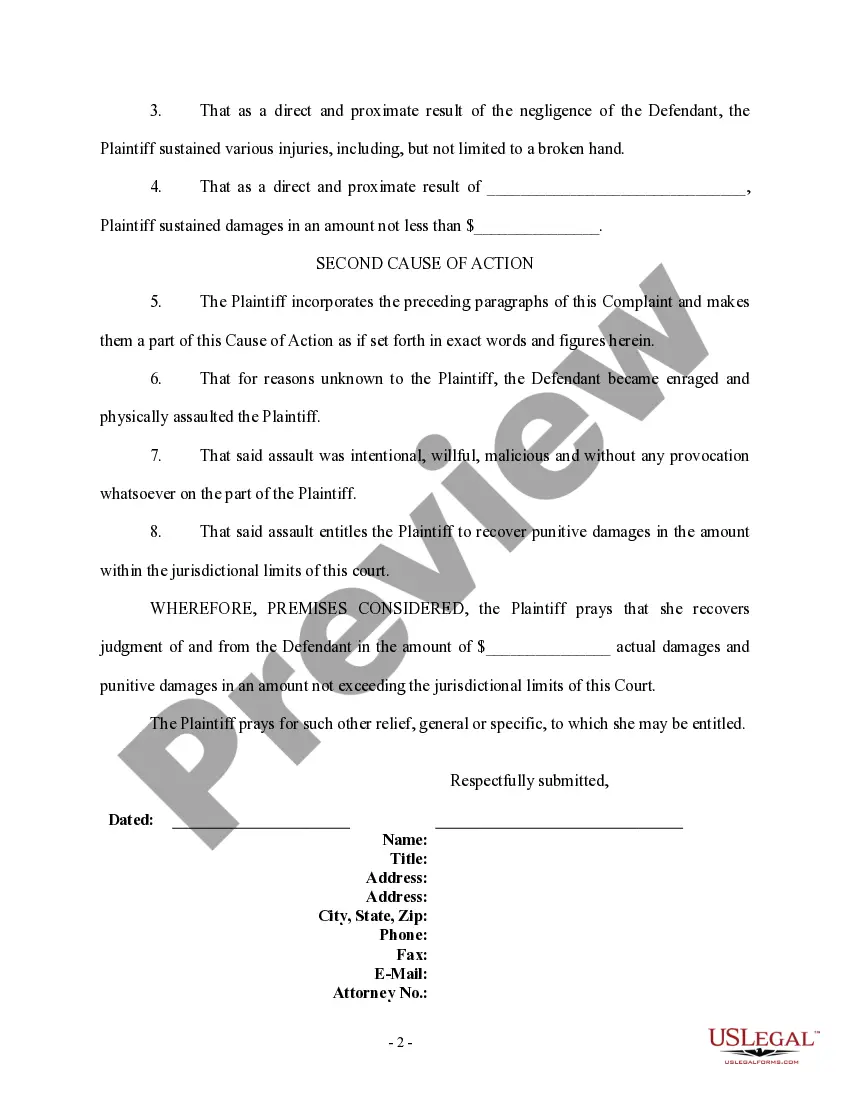 Get Complaint regarding Assault Preview Complaint regarding Assault