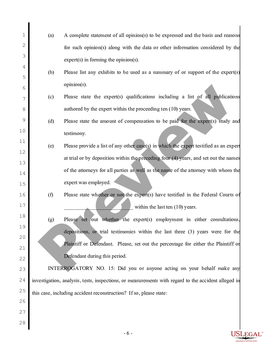 page 5 Plaintiff's First Set of Interrogatories to Defendant - Personal Injury preview