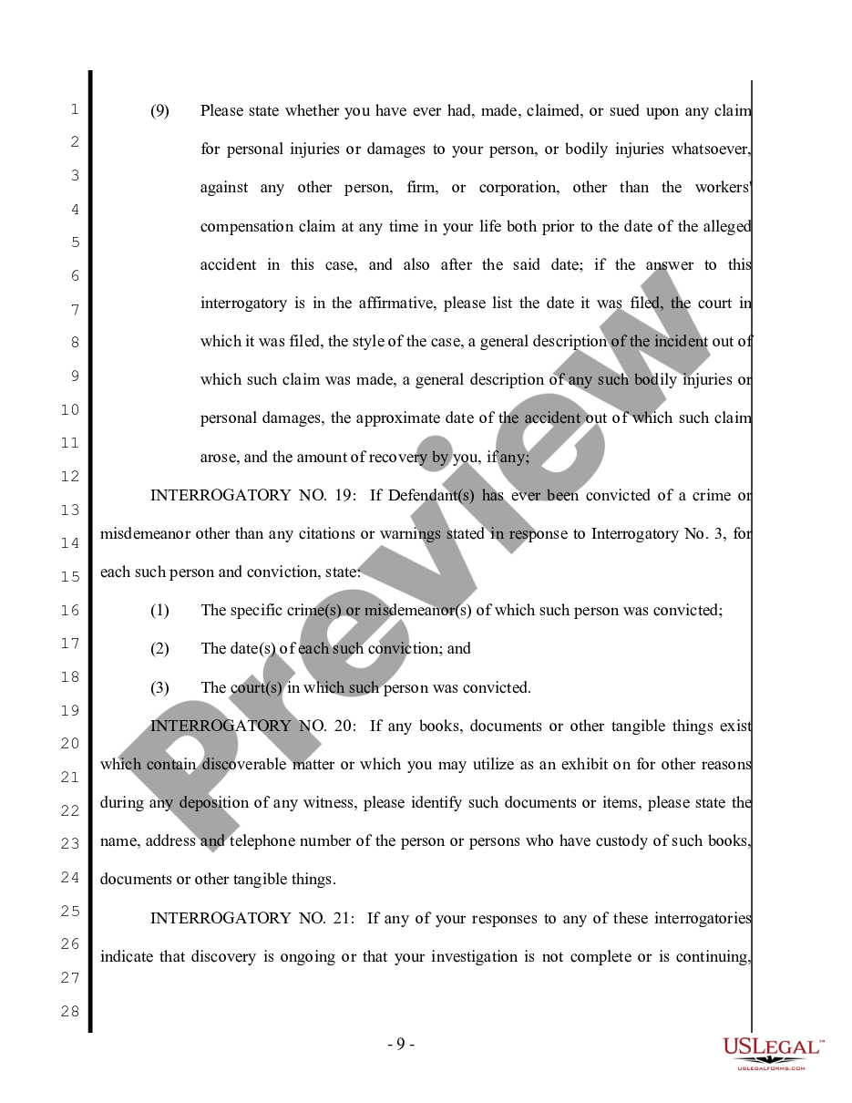 page 8 Plaintiff's First Set of Interrogatories to Defendant - Personal Injury preview