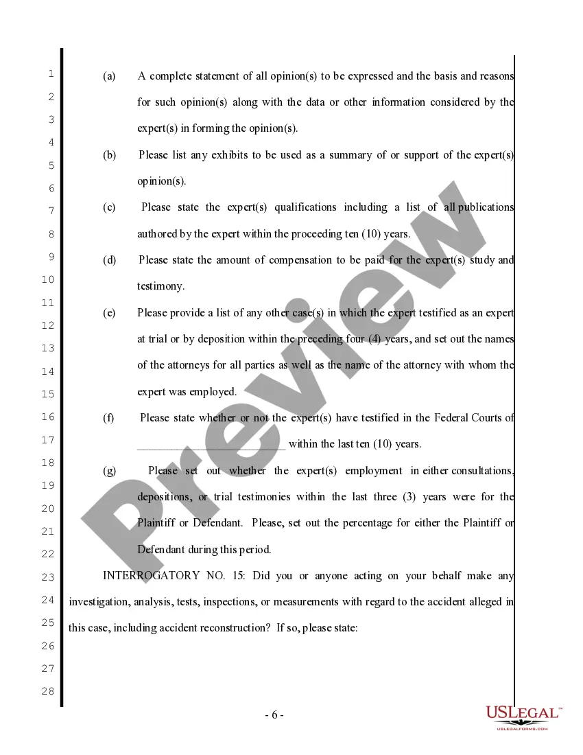 Preview Plaintiff's First Set of Interrogatories to Defendant - Personal Injury