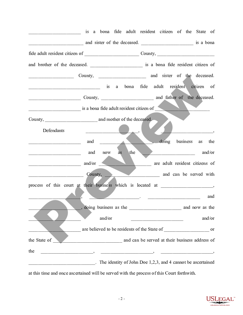 page 1 Amended Complaint for Personal Injury and Wrongful Death preview