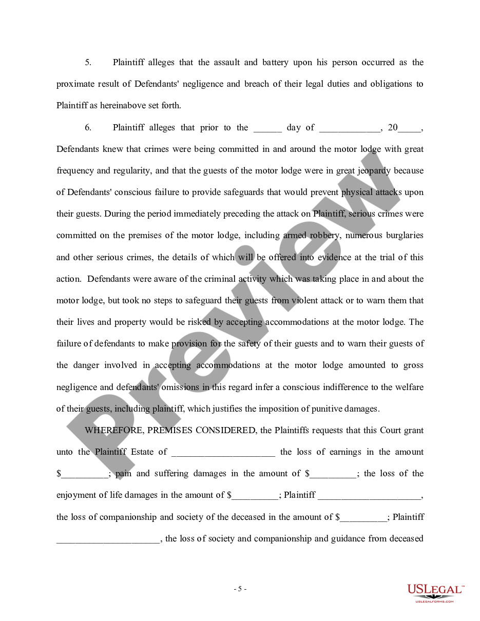page 4 Amended Complaint for Personal Injury and Wrongful Death preview