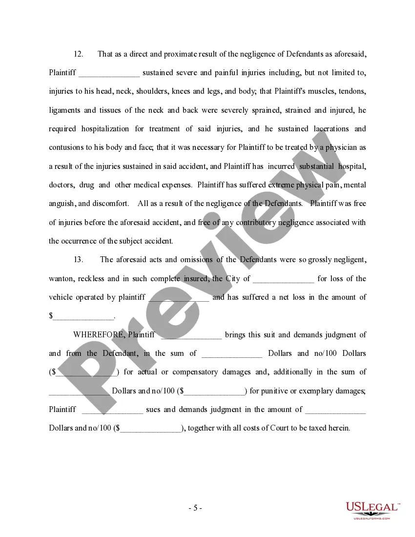 Get Complaint regarding Train and Automobile Collision Preview Complaint regarding Train and Automobile Collision