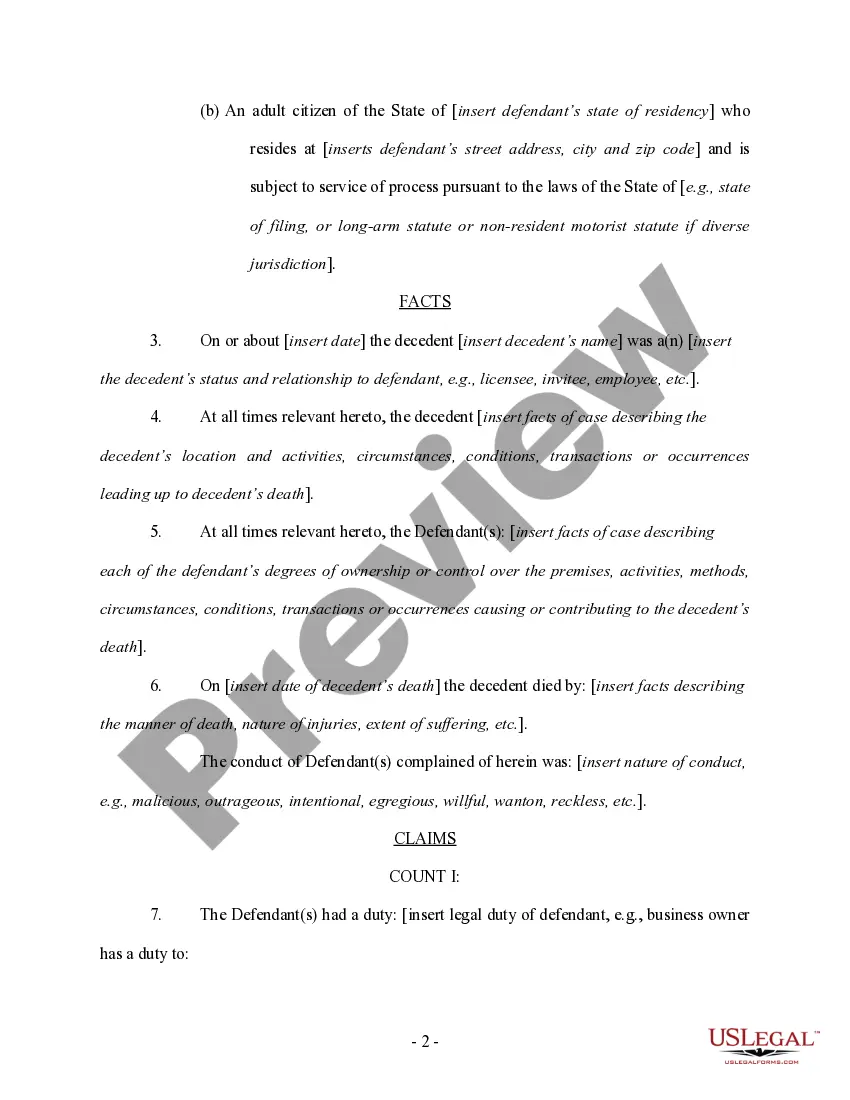Get Complaint regarding Wrongful Death Preview Complaint regarding Wrongful Death