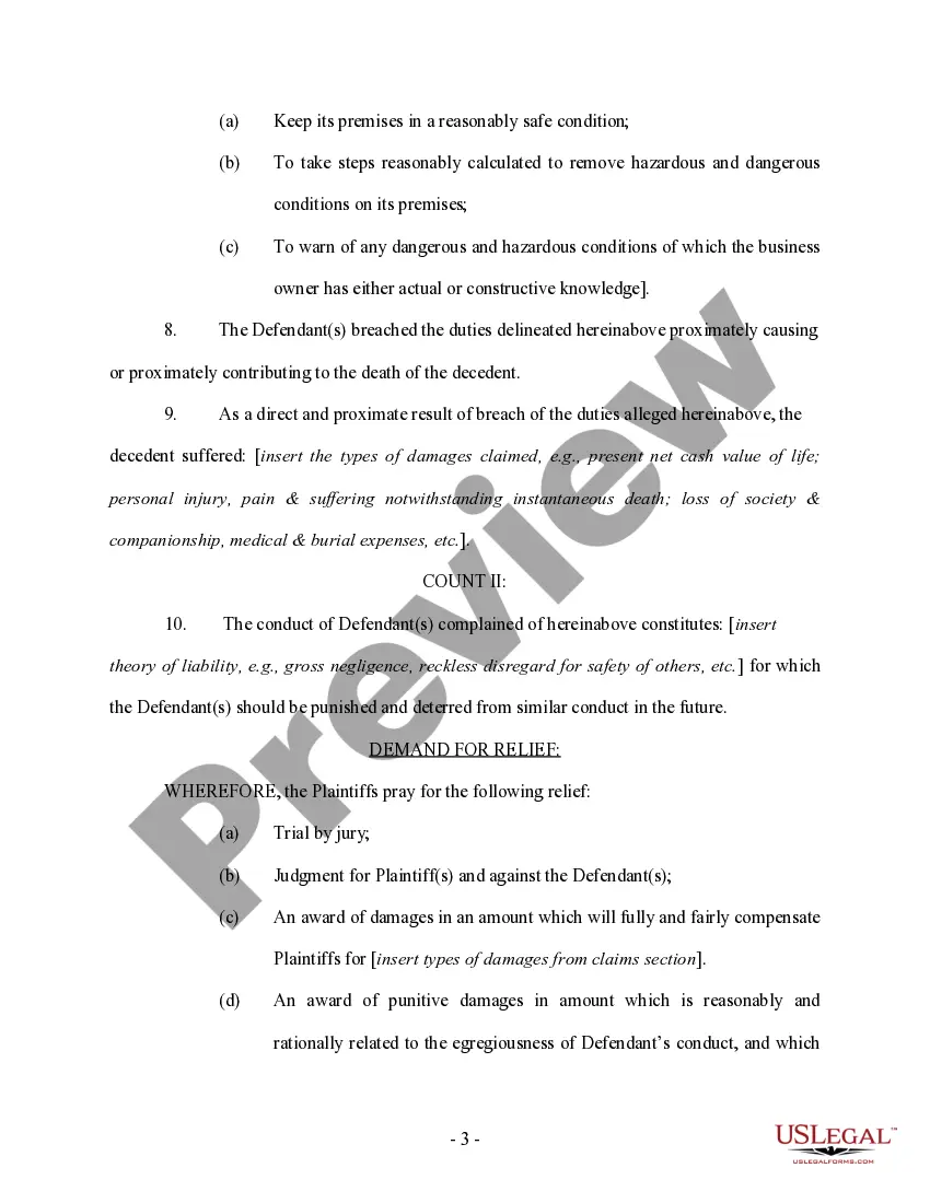 Get Complaint regarding Wrongful Death Preview Complaint regarding Wrongful Death
