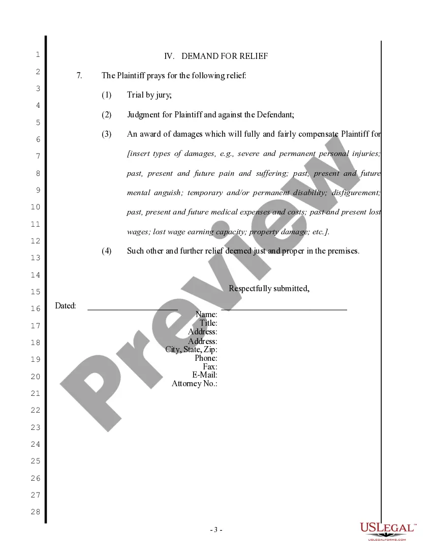 Get Complaint regarding Slip and Fall Preview Complaint regarding Slip and Fall