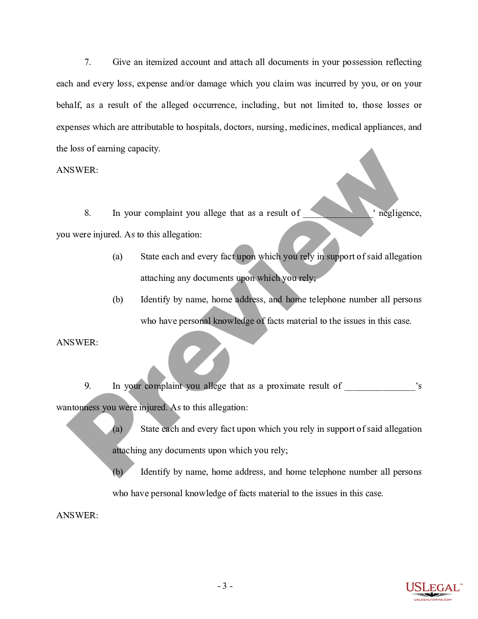 page 2 First Interrogatories and Requests for Production to the Plaintiff by the Defendant - Personal Injury preview