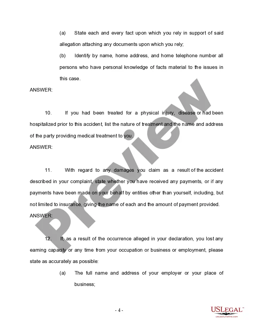 Preview First Interrogatories and Requests for Production to the Plaintiff by the Defendant - Personal Injury