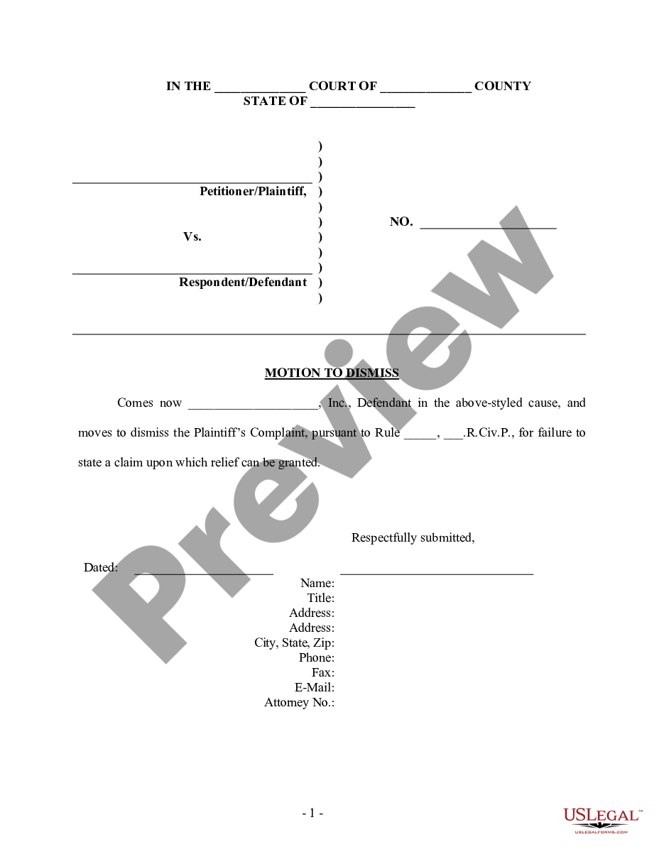 page 0 Motion to Dismiss - Personal Injury preview