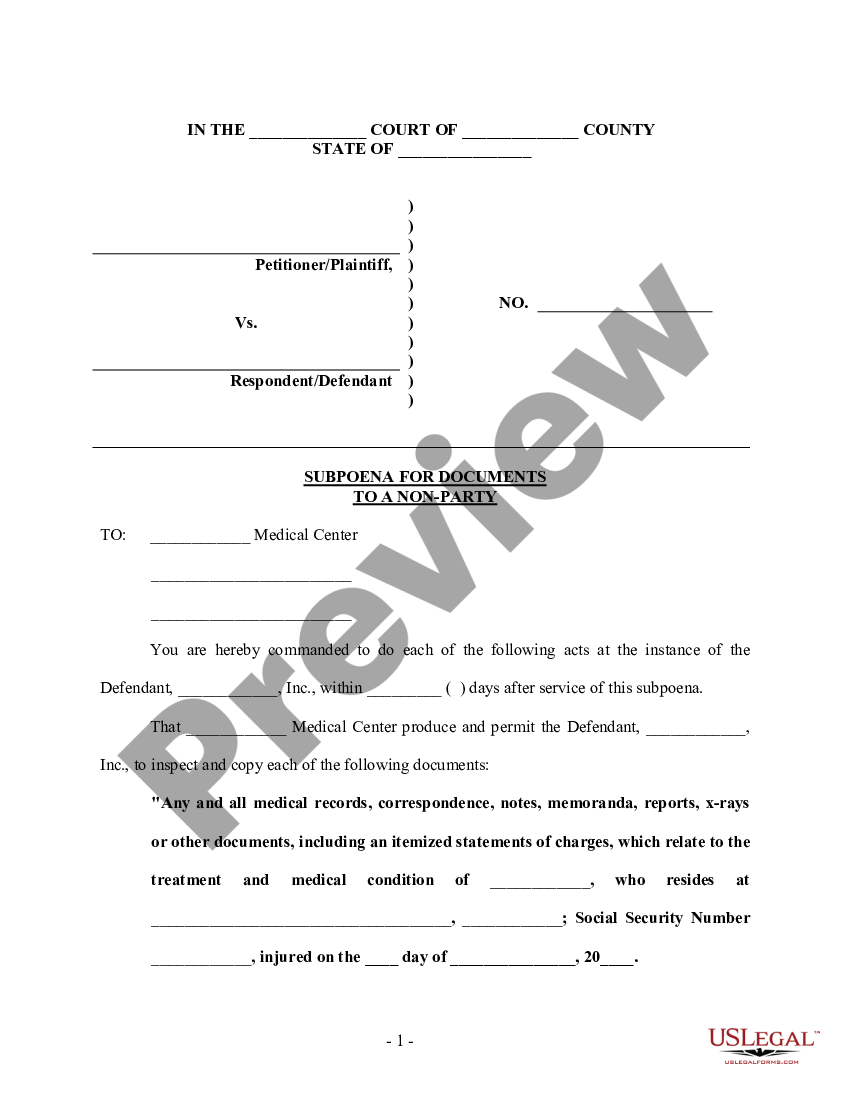 Fulton Georgia Subpoena for Documents to a Nonparty - Subpoena ...