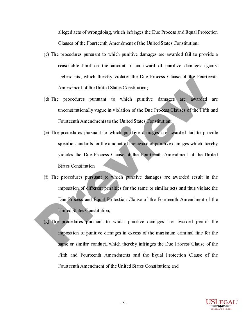 Get Answer and Defenses - Motor Vehicle Accident - Long Preview Answer and Defenses - Motor Vehicle Accident - Long