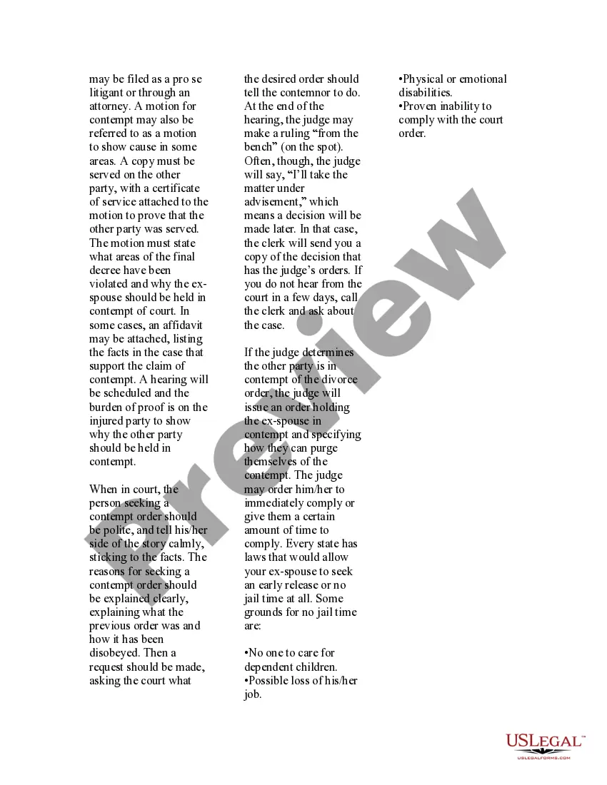 Preview USLegal Pamphlet on Contempt of Court