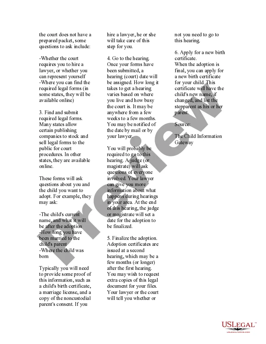Get USLegal Pamphlet on Stepparent Adoption Preview USLegal Pamphlet on Stepparent Adoption