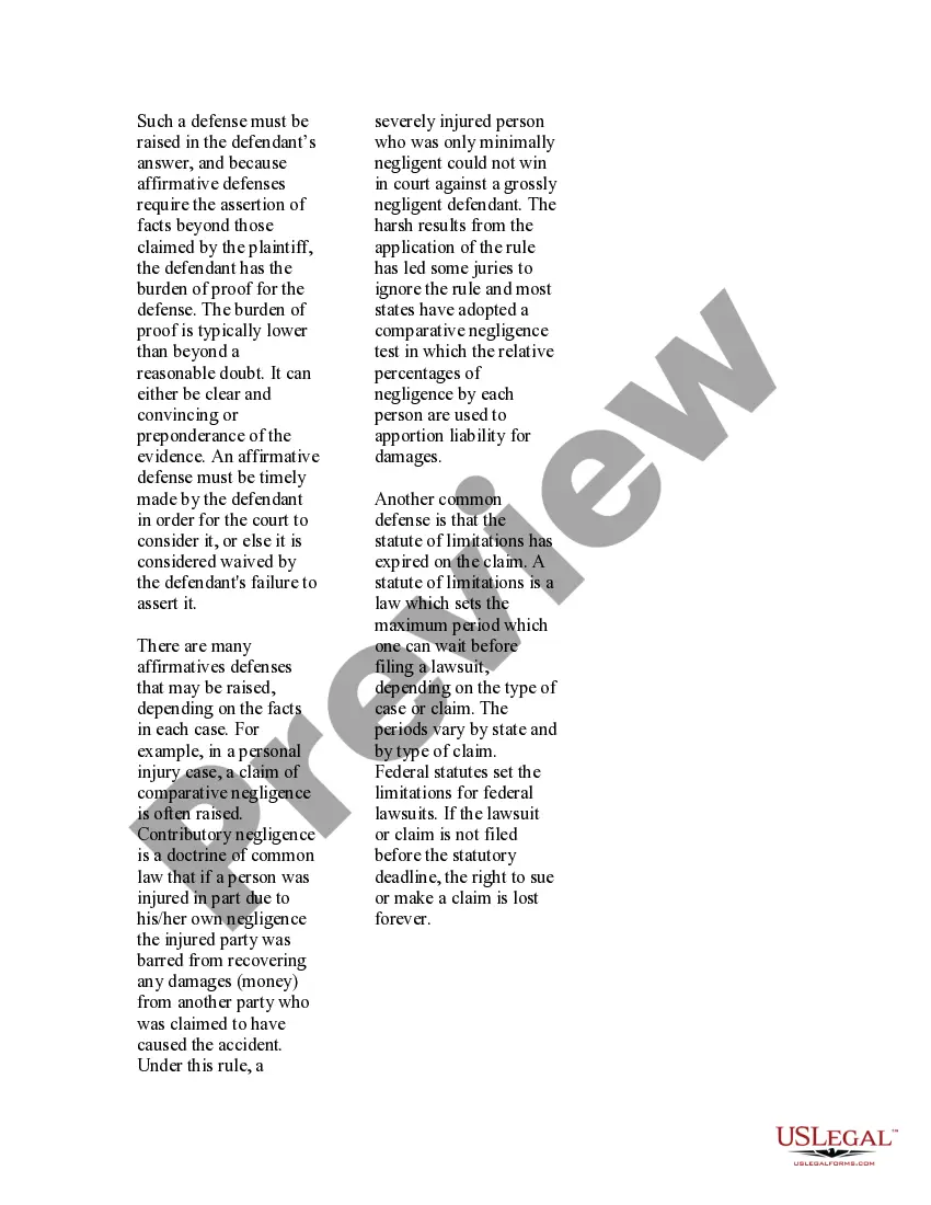 Preview USLegal Pamphlet on How to Answer a Complaint