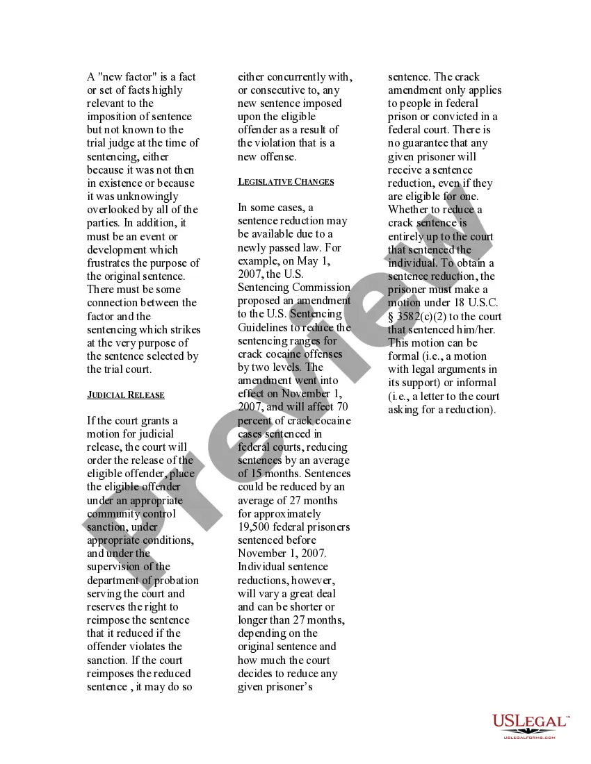 Preview USLegal Pamphlet on Sentence Reduction