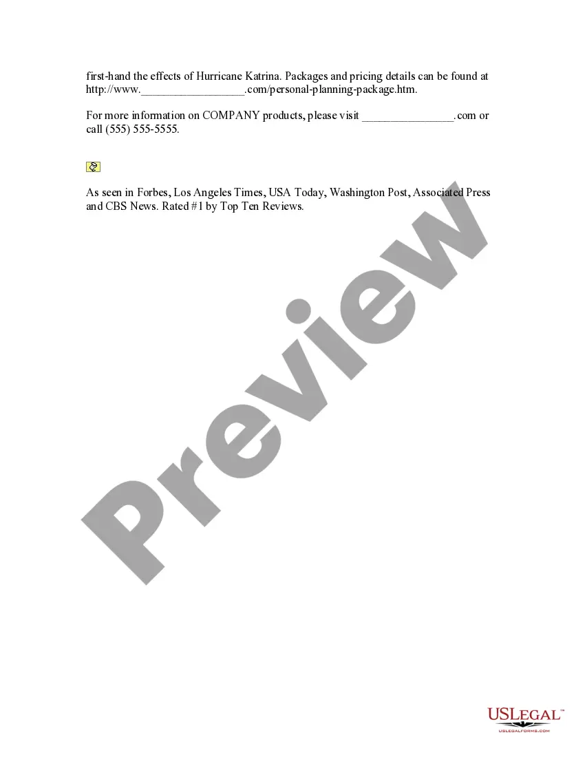 Preview Press Release for New Product