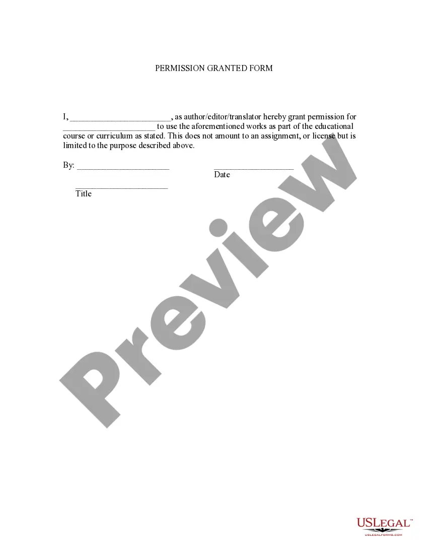 Preview Permission Request to Use Copyrighted Material For Class