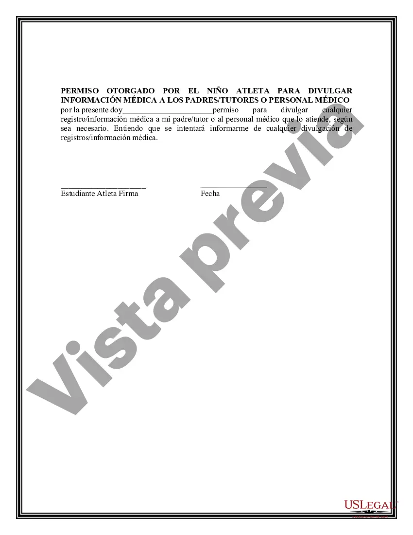 Preview Permiso del estudiante atleta para tratar y divulgar registros médicos