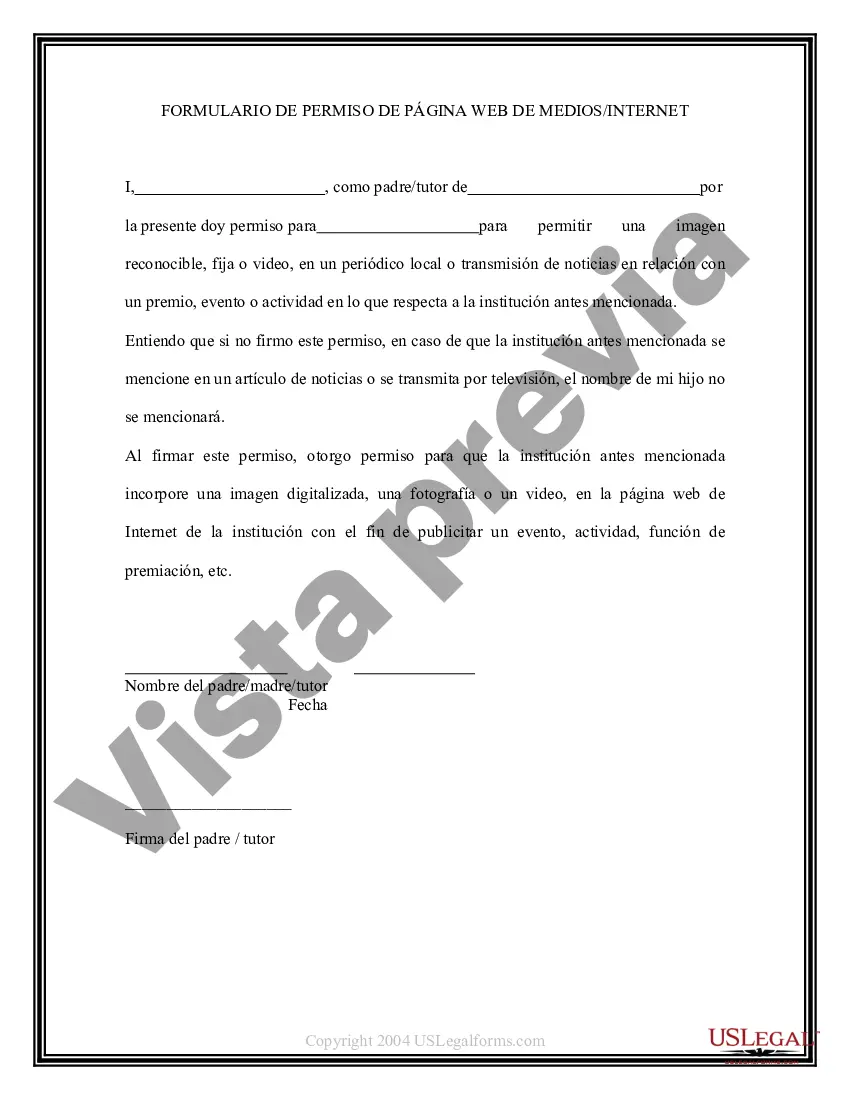 Preview Medios - Formulario de permiso de página web de Internet