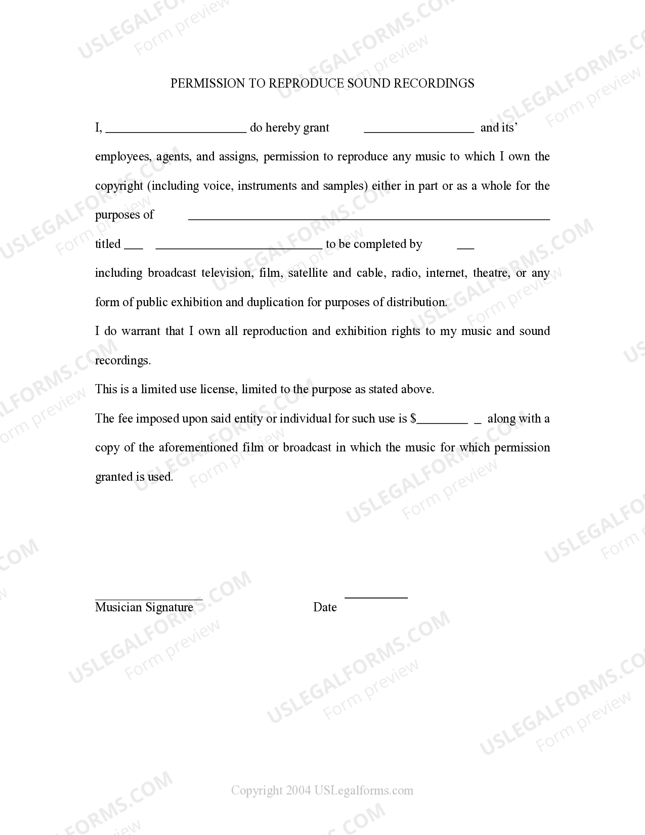 West Virginia Permission To Reproduce Sound Recordings US Legal Forms