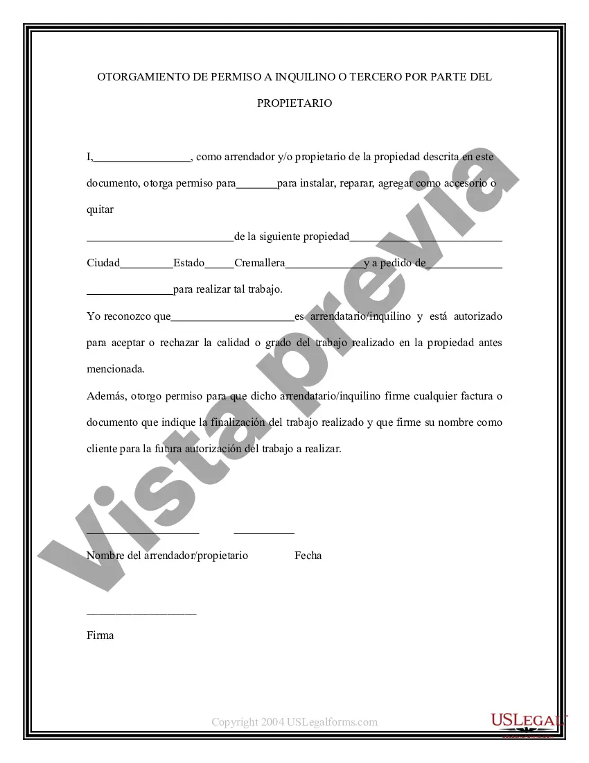 Preview Otorgamiento de permiso al inquilino o a un tercero del propietario