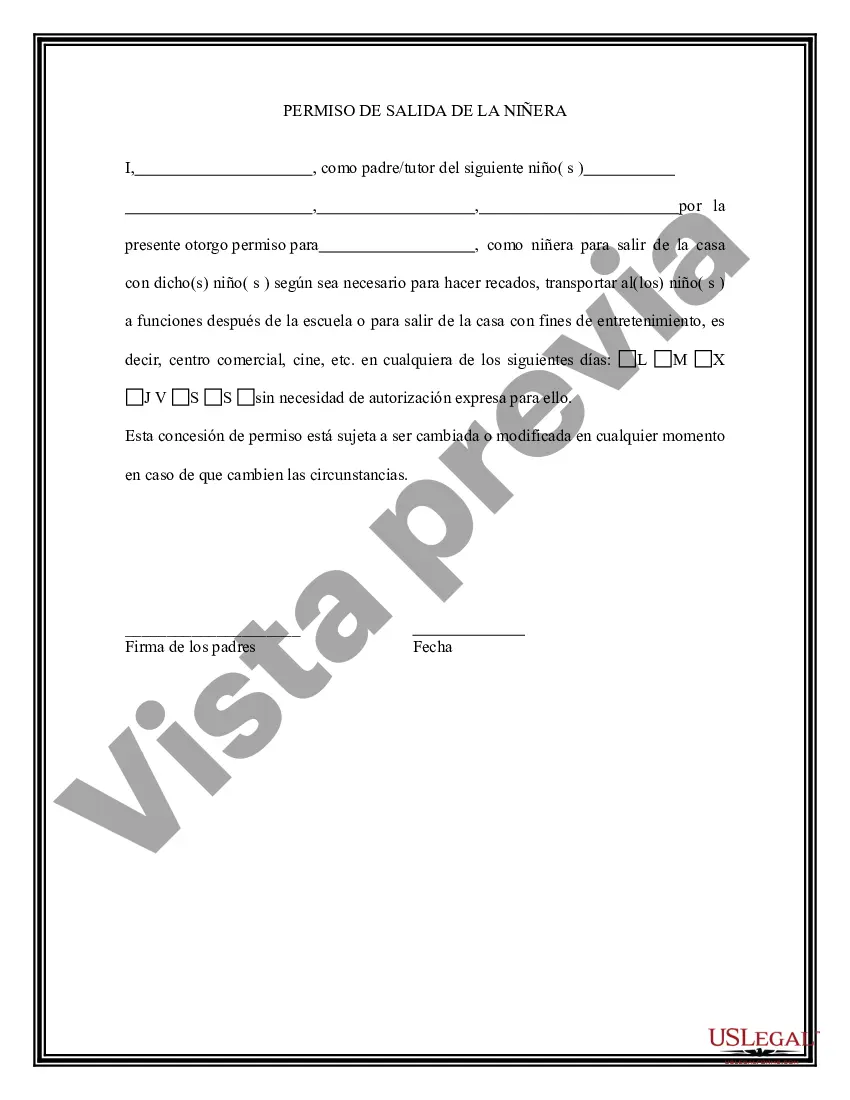 Preview Permiso para que la niñera se vaya