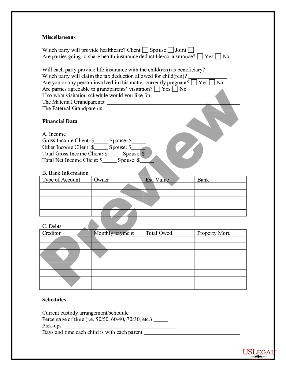 page 2 Child Custody and Visitation Questionnaire preview