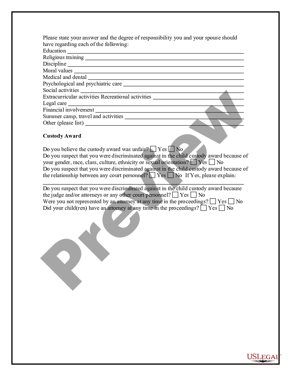 page 6 Child Custody and Visitation Questionnaire preview