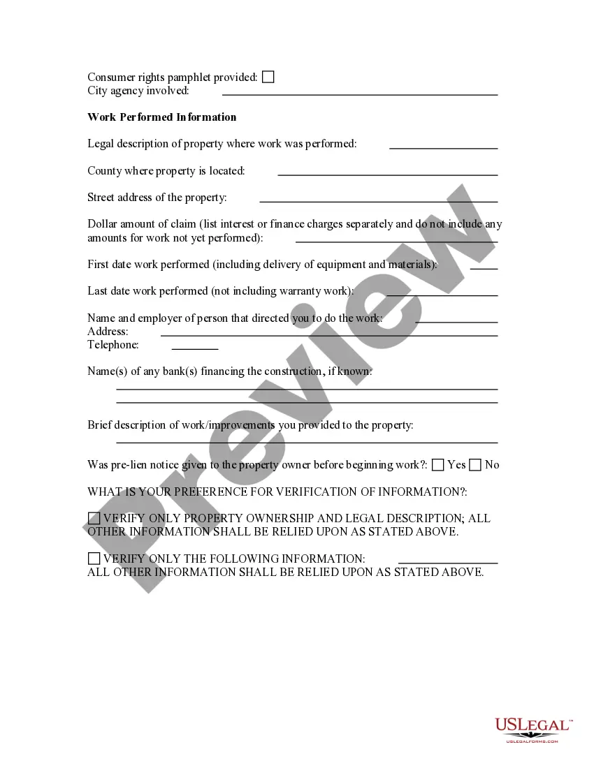Get Construction or Mechanics Lien Questionnaire Preview Construction or Mechanics Lien Questionnaire