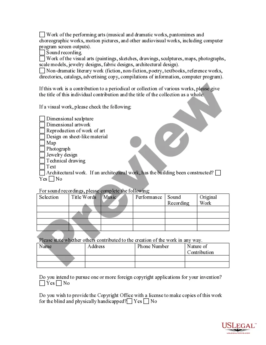 Get Copyright Questionnaire Preview Copyright Questionnaire
