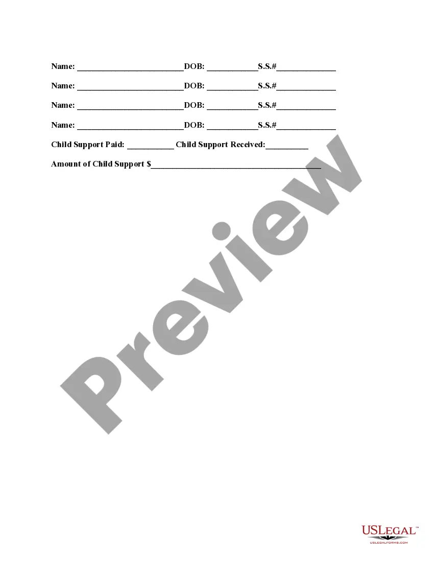 Preview Divorce Client Information Sheet