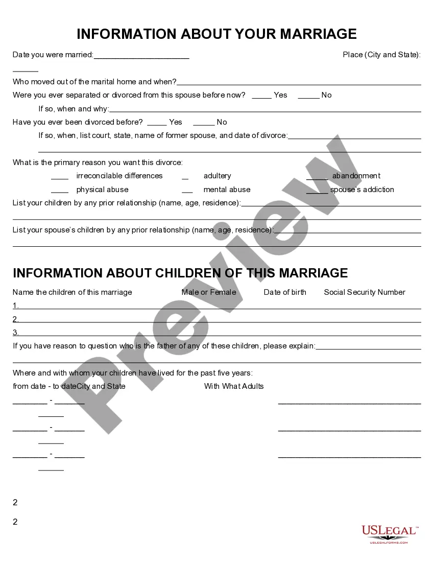 Preview Divorce Information About You